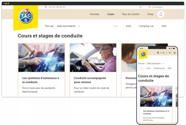 Cas client du site TCS Shop desktop et mobile